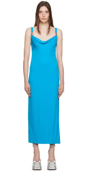 versace collection royal blue dress|Versace blue medusa dress.